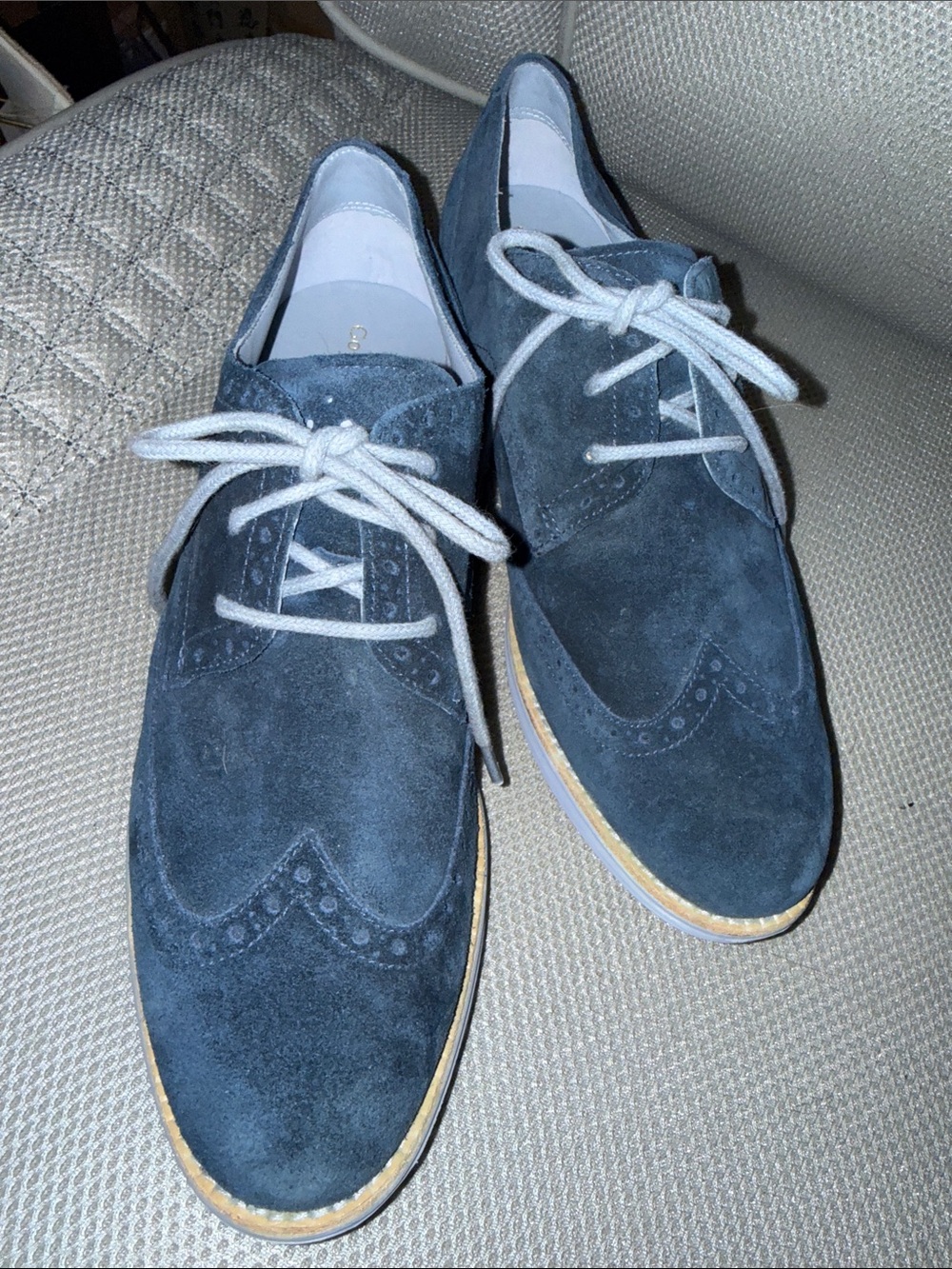 Cole Haan Women’s Navy Blue Suede Wingtip Class Shoes - Never Worn 10B